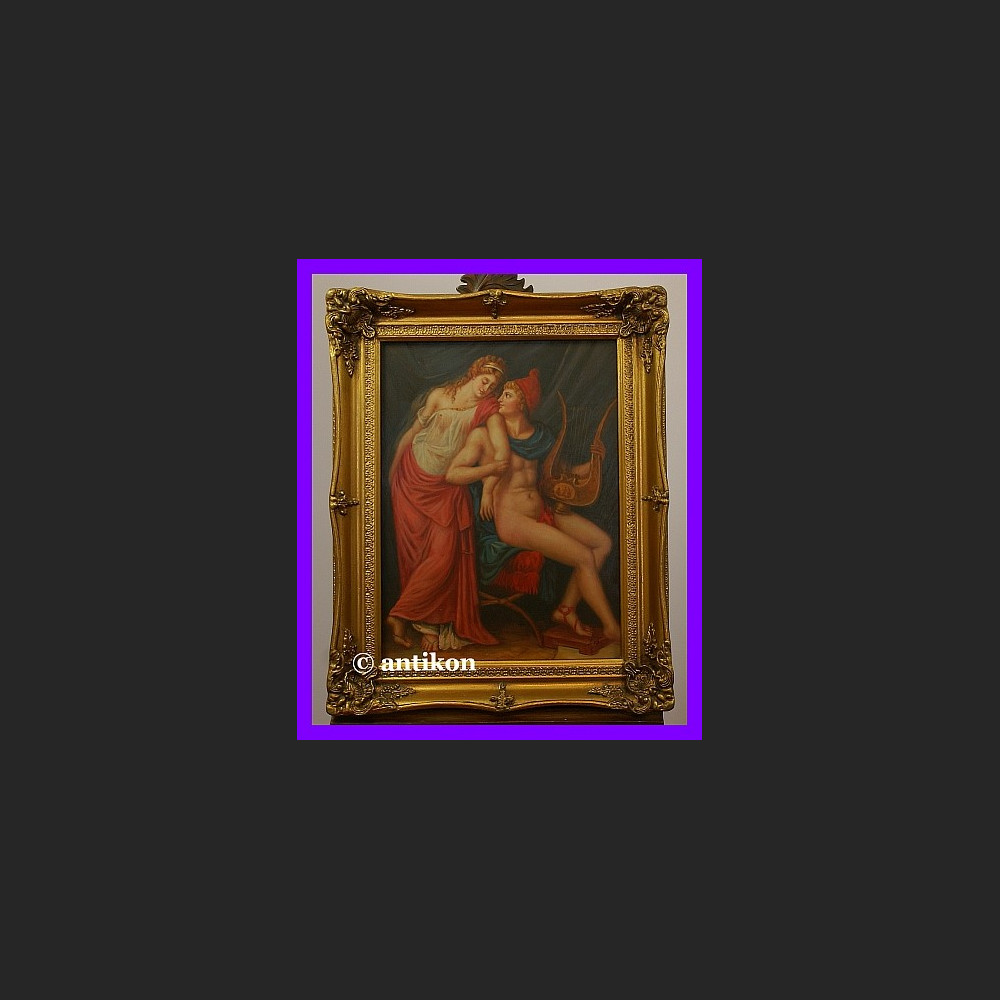 Obraz olejny Apollo i muza piękny  w złoconej ramie 