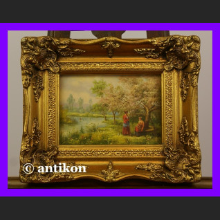 Wiosna w sadzie klasyczny obraz olej złocona rama