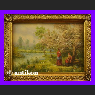 Wiosna w sadzie klasyczny obraz olej złocona rama