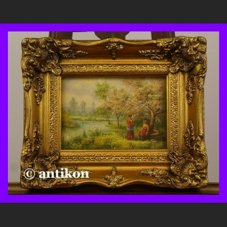 Wiosna w sadzie klasyczny obraz olej złocona rama