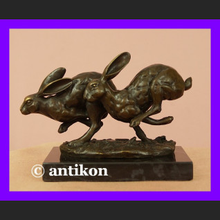 Dwa zające wspaniała rzeźba z brązu Francja Dwa zające wspaniała rzeźba z brązu Francja