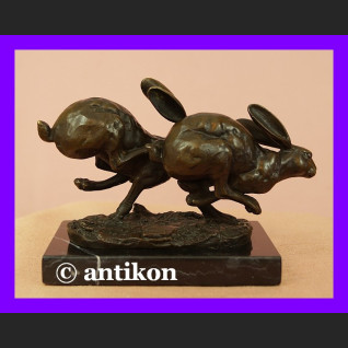 Dwa zające wspaniała rzeźba z brązu Francja Dwa zające wspaniała rzeźba z brązu Francja
