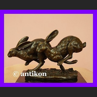 Dwa zające wspaniała rzeźba z brązu Francja Dwa zające wspaniała rzeźba z brązu Francja