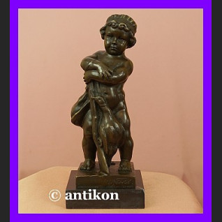 Chłopczyk z gęsiami sygnowany brąz urocza rzeźba Chłopczyk z gęsiami sygnowany brąz urocza rzeźba