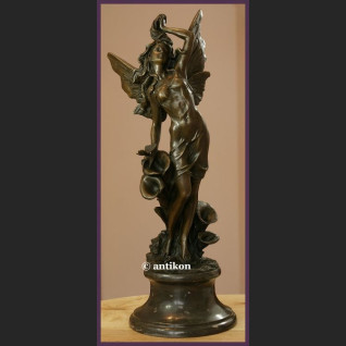 Przeurocza kobieta elf secesja ogromny brąz sygnowana rze