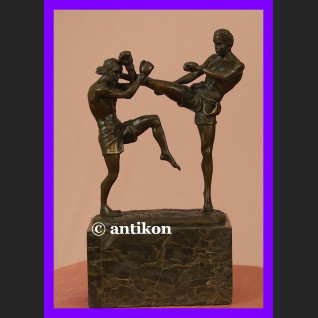 Kickboxing wspaniała sygnowana rzeźba z brązu boks 