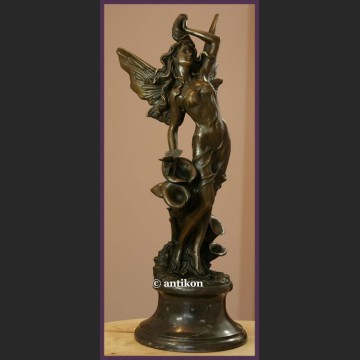 Przeurocza kobieta elf secesja ogromny brąz sygnowana rzeźba