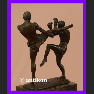 Kickboxing wspaniała sygnowana rzeźba z brązu boks 