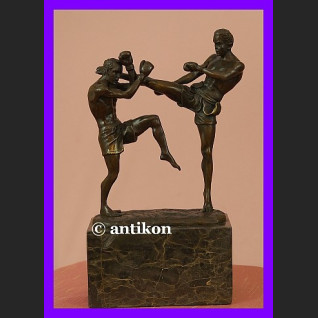 Kickboxing wspaniała sygnowana rzeźba z brązu boks 