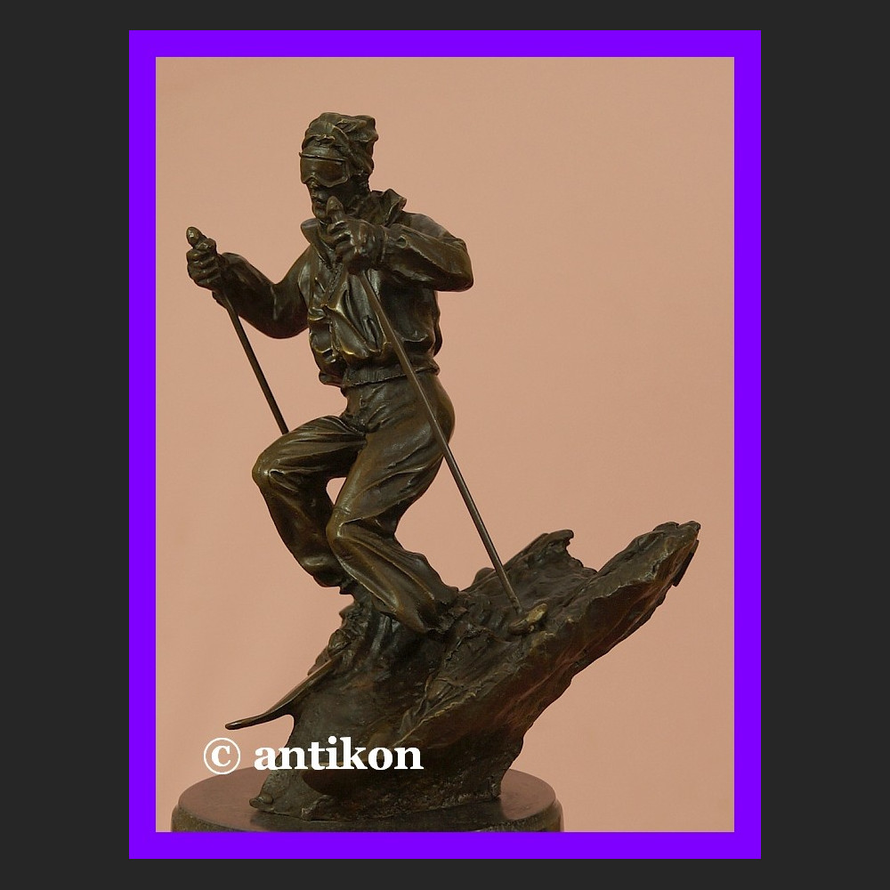 Figurka z brązu Narciarz dynamiczna rzeźba  Figurka z brązu Narciarz dynamiczna rzeźba