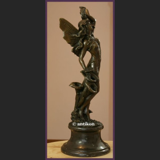 Przeurocza kobieta elf secesja ogromny brąz sygnowana rze