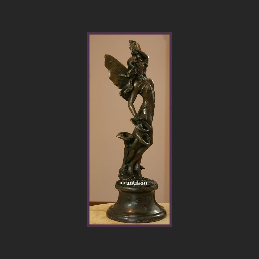 Przeurocza kobieta elf secesja ogromny brąz sygnowana rze