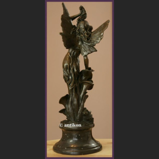 Przeurocza kobieta elf secesja ogromny brąz sygnowana rze