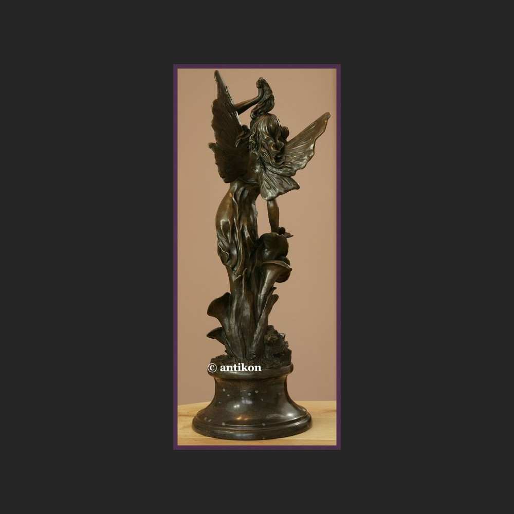 Przeurocza kobieta elf secesja ogromny brąz sygnowana rze