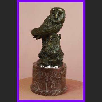Dwie sowy symbol mądrości cudna rzeźba sowa brąz