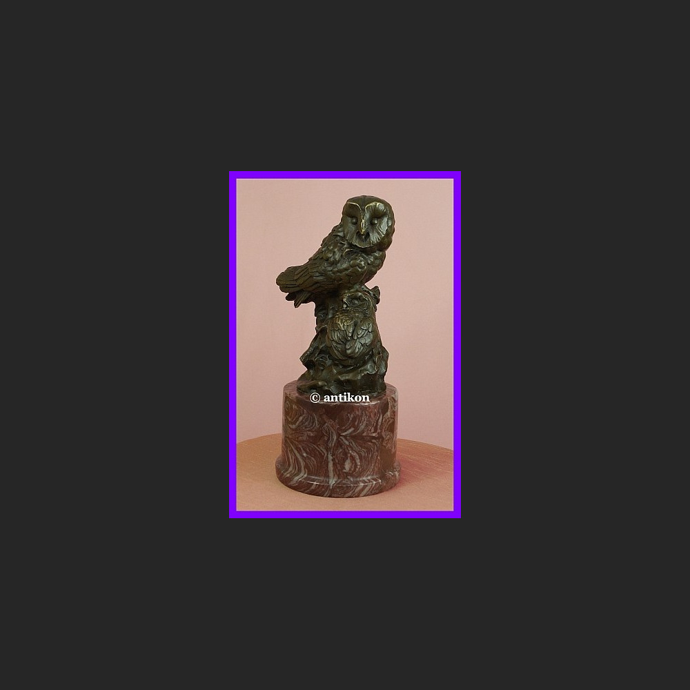 Dwie sowy symbol mądrości cudna rzeźba sowa brąz