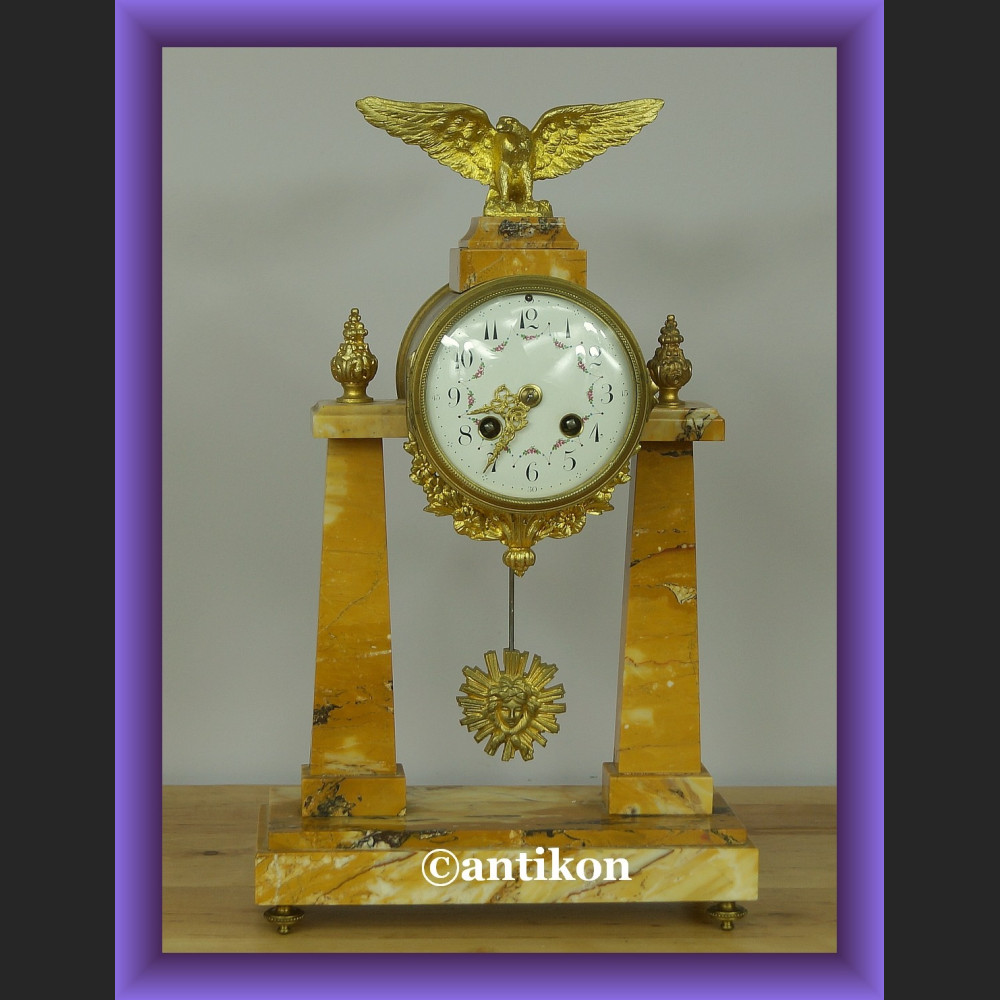 Zegar kominkowy empire piękny stary francuski marmurowy 