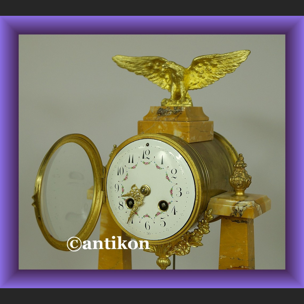 Zegar kominkowy empire piękny stary francuski marmurowy Zegar kominkowy empire piękny stary francuski marmurowy