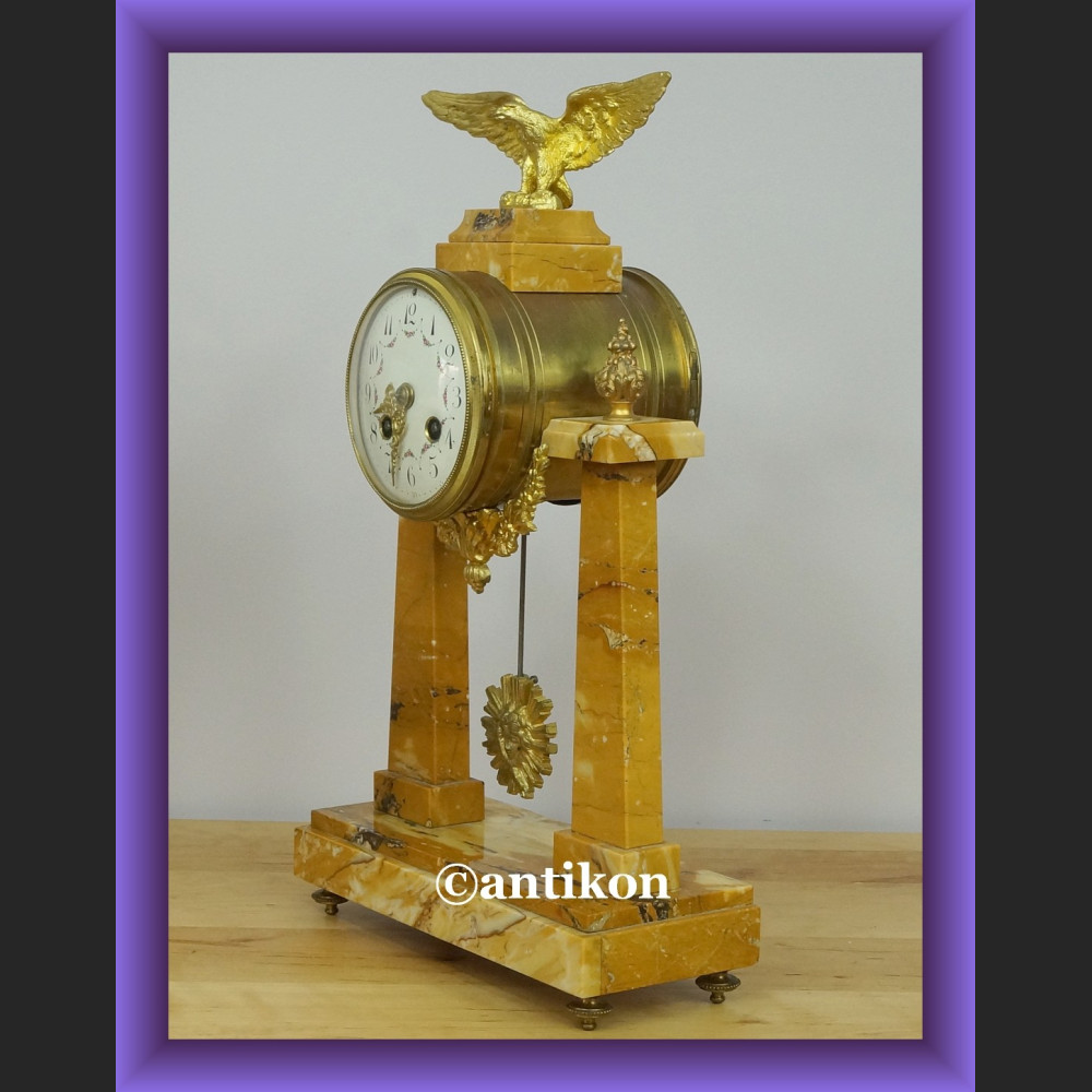 Zegar kominkowy empire piękny stary francuski marmurowy Zegar kominkowy empire piękny stary francuski marmurowy