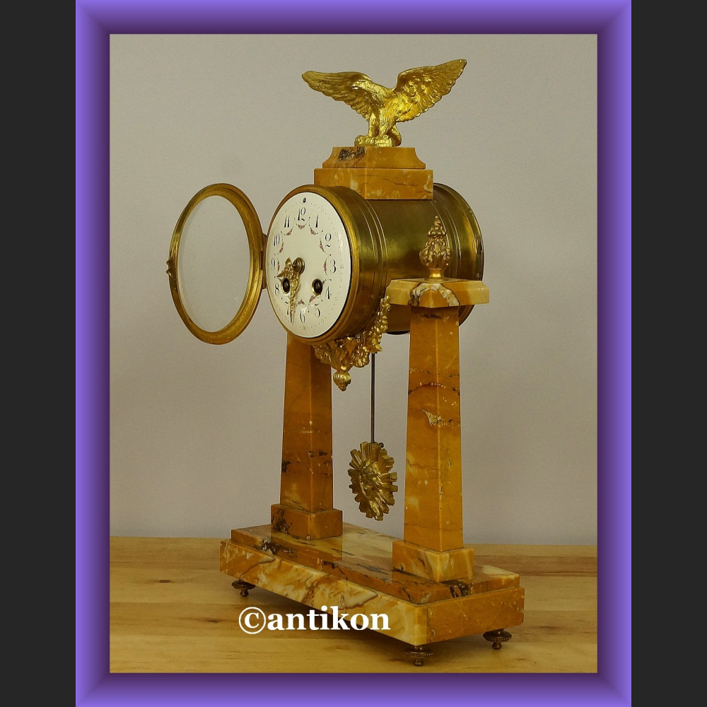 Zegar kominkowy empire piękny stary francuski marmurowy Zegar kominkowy empire piękny stary francuski marmurowy