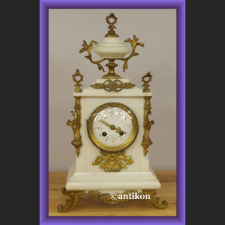 Zegar kominkowy elegancki z białego marmuru wspaniały stary 