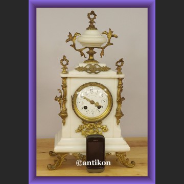 Zegar kominkowy elegancki z białego marmuru wspaniały stary
