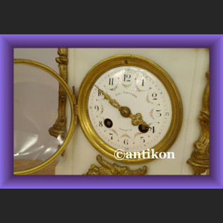 Zegar kominkowy elegancki z białego marmuru wspaniały stary 