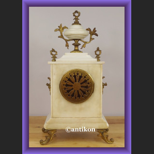 Zegar kominkowy elegancki z białego marmuru wspaniały stary 
