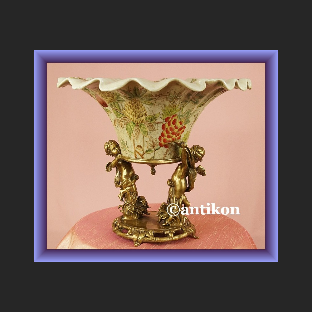 Cudna patera duża misa okuta w brąz owocarka