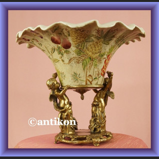 Cudna patera duża misa okuta w brąz owocarka