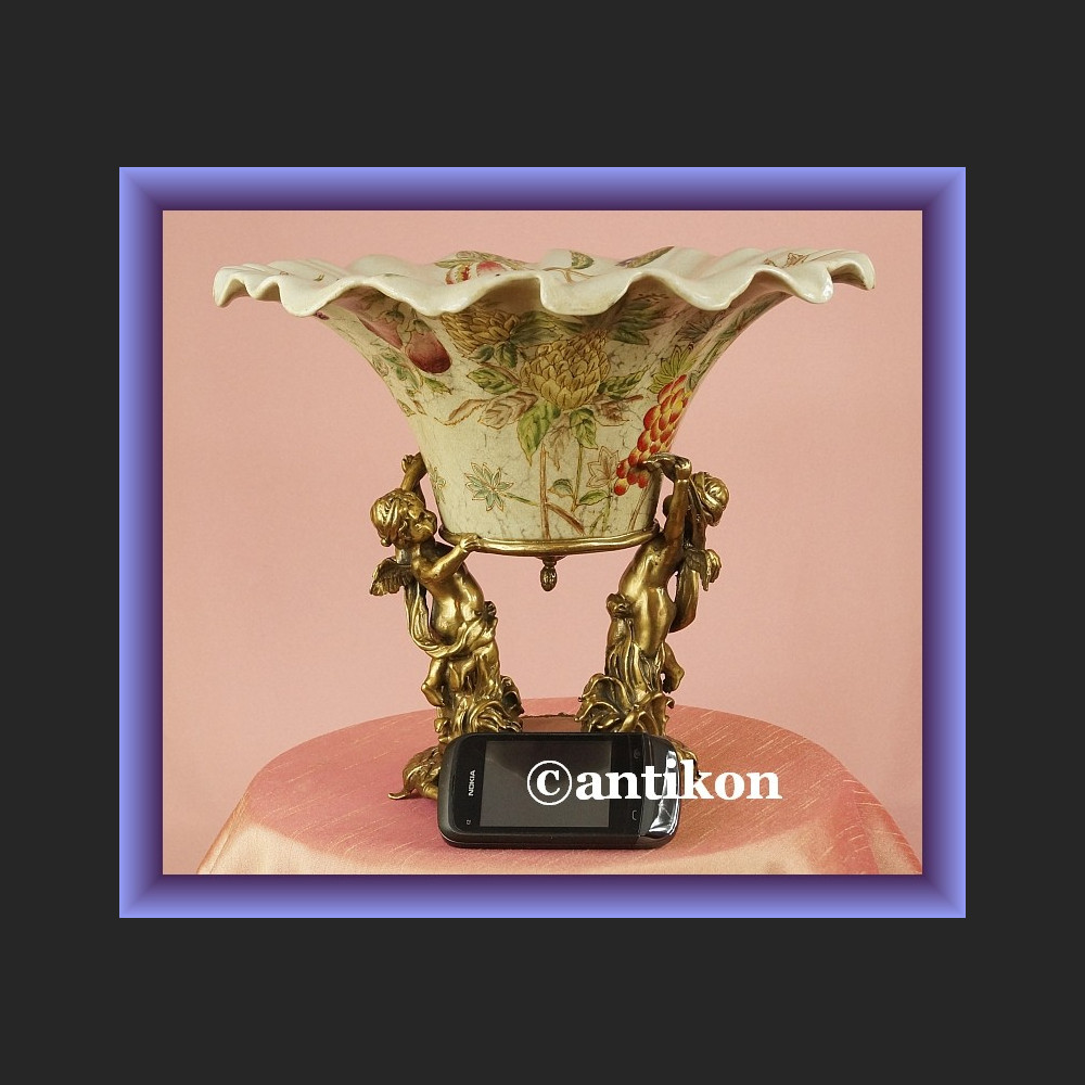 Cudna patera duża misa okuta w brąz owocarka