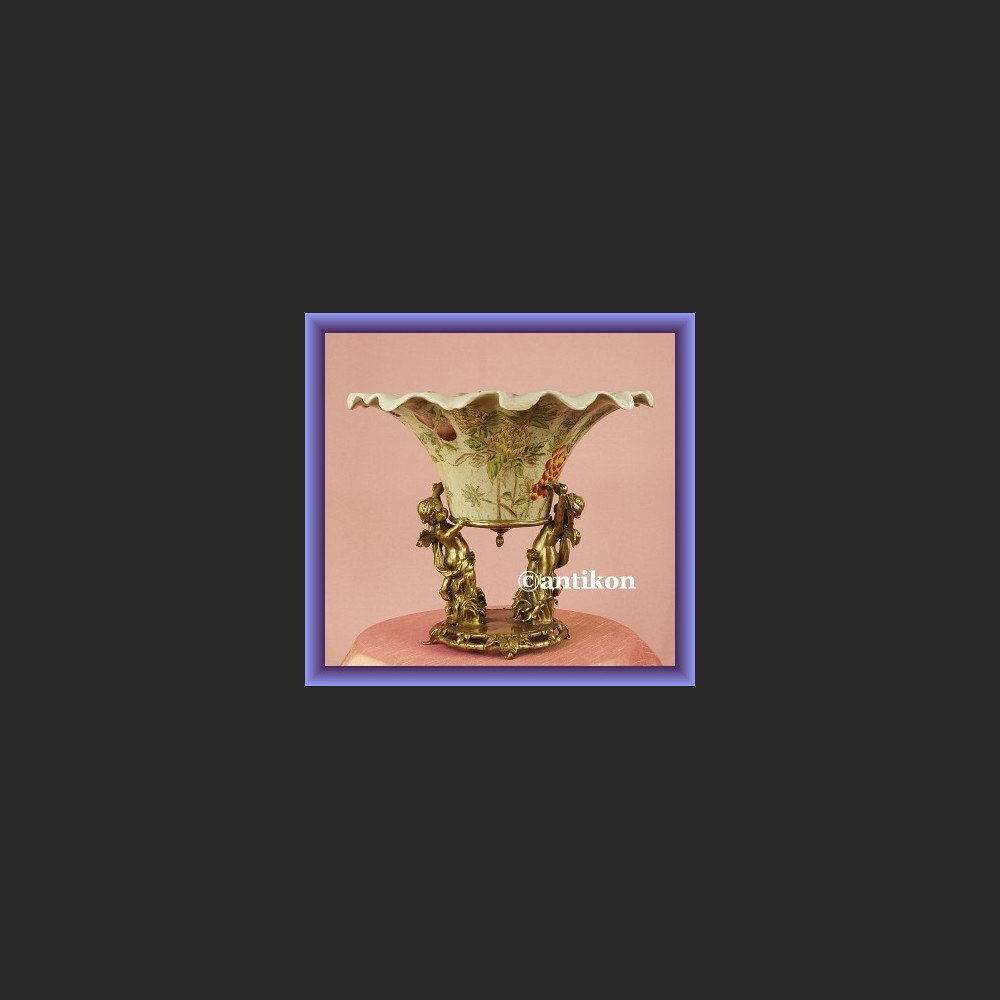 Cudna patera duża misa okuta w brąz owocarka