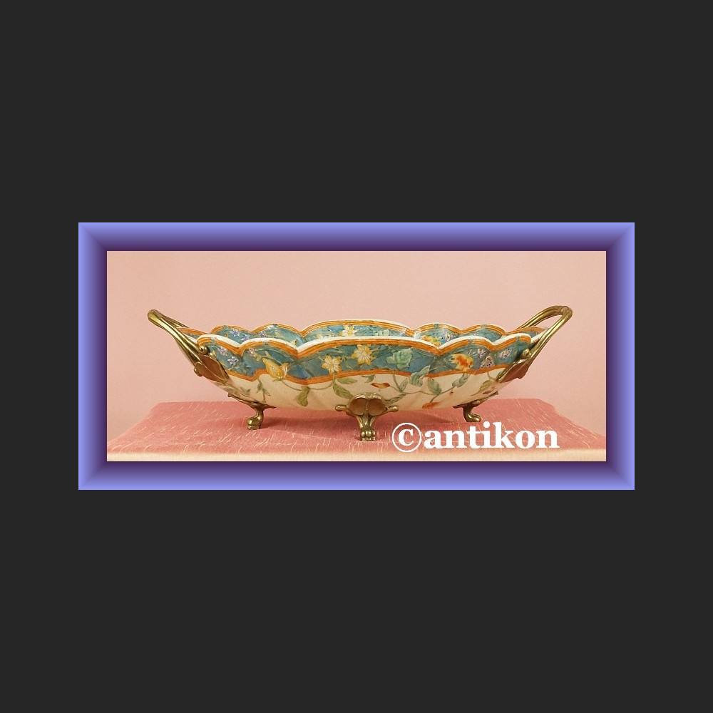 Zjawiskowa secesyjna patera porcelanowa misa z brązem Zjawiskowa secesyjna patera porcelanowa misa z brązem