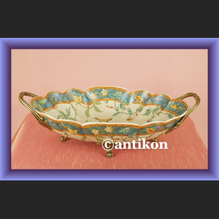 Zjawiskowa secesyjna patera porcelanowa misa z brązem Zjawiskowa secesyjna patera porcelanowa misa z brązem