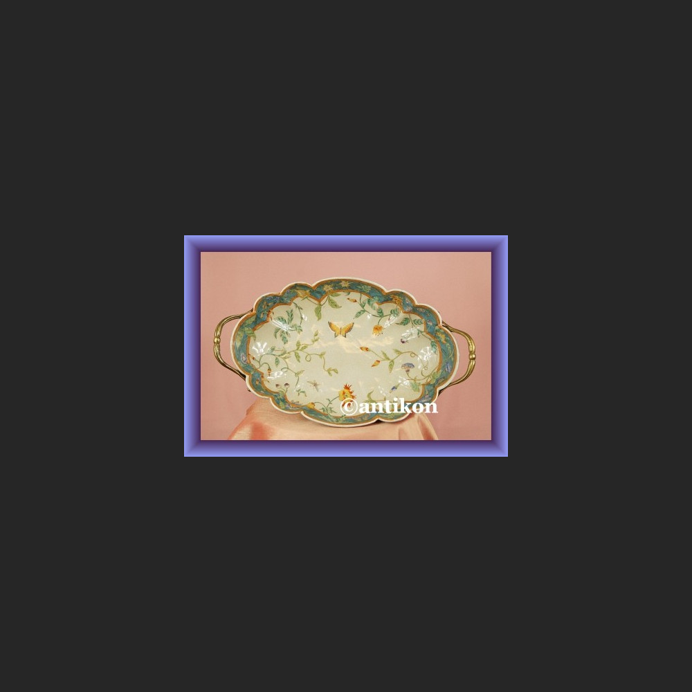 Zjawiskowa secesyjna patera porcelanowa misa z brązem Zjawiskowa secesyjna patera porcelanowa misa z brązem