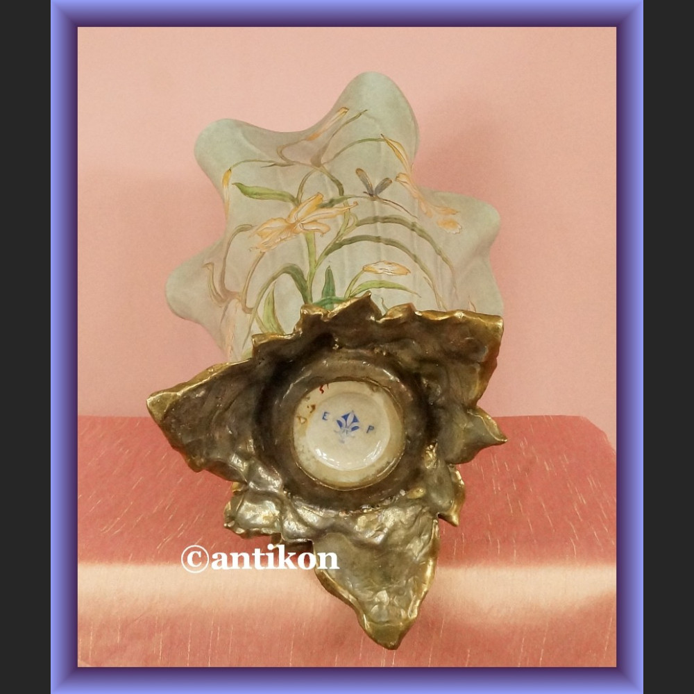 Zjawiskowy secesyjny porcelanowy wazon w żonkile