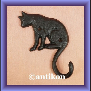 Świetny wieszak żeliwny kot pojedynczy