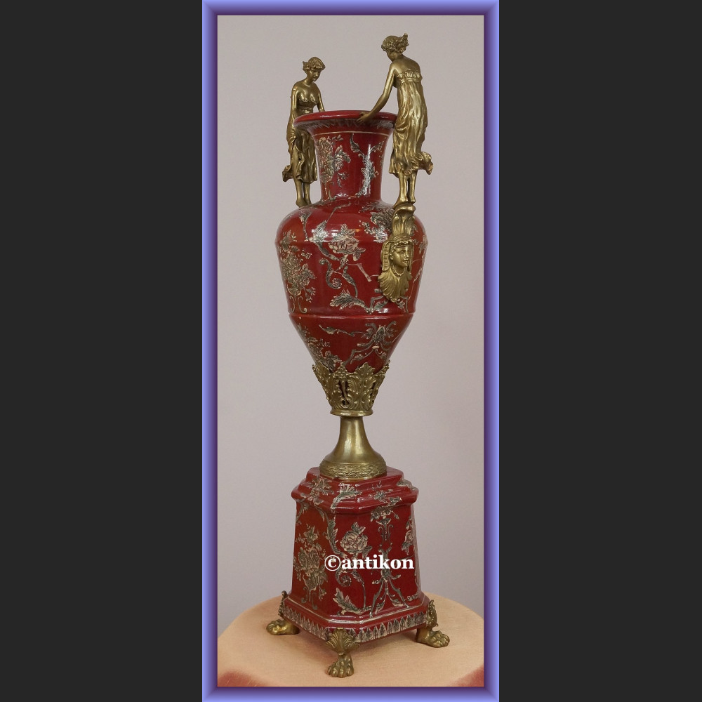 Wazon elegancki puchar duży  porcelana z brązem