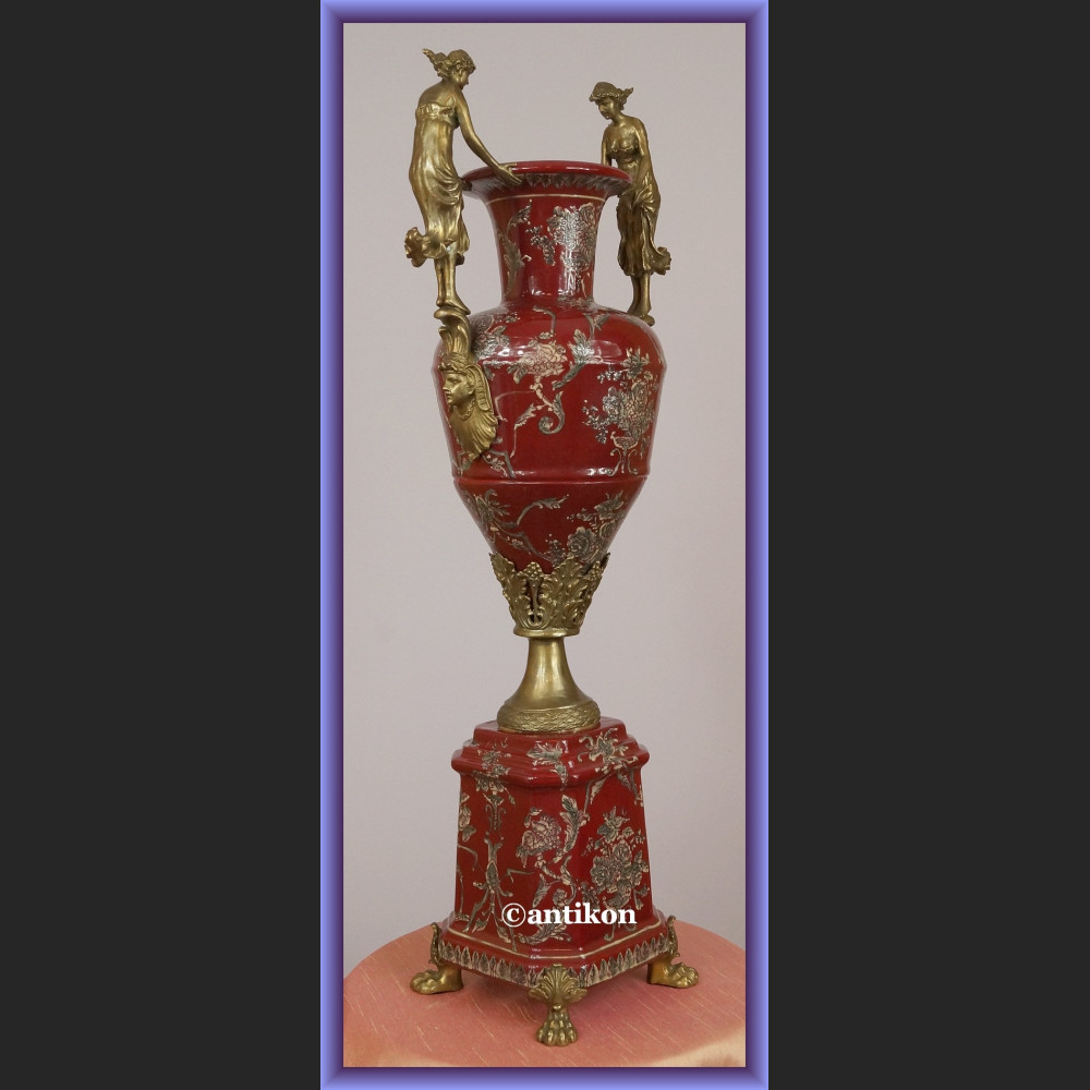 Wazon elegancki puchar duży  porcelana z brązem