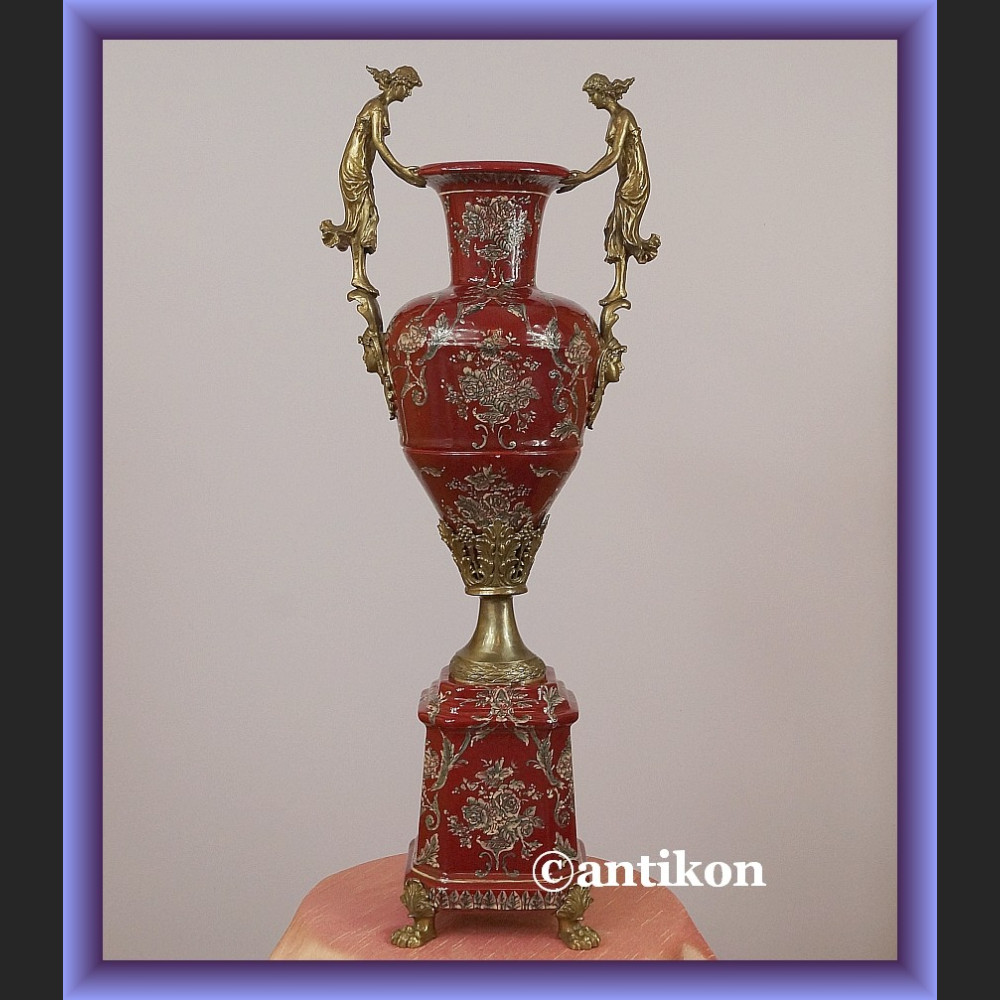 Wazon elegancki puchar duży  porcelana z brązem