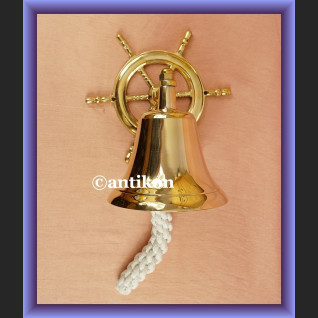 Dzwon jachtowy z kołem sterowym mosiężny