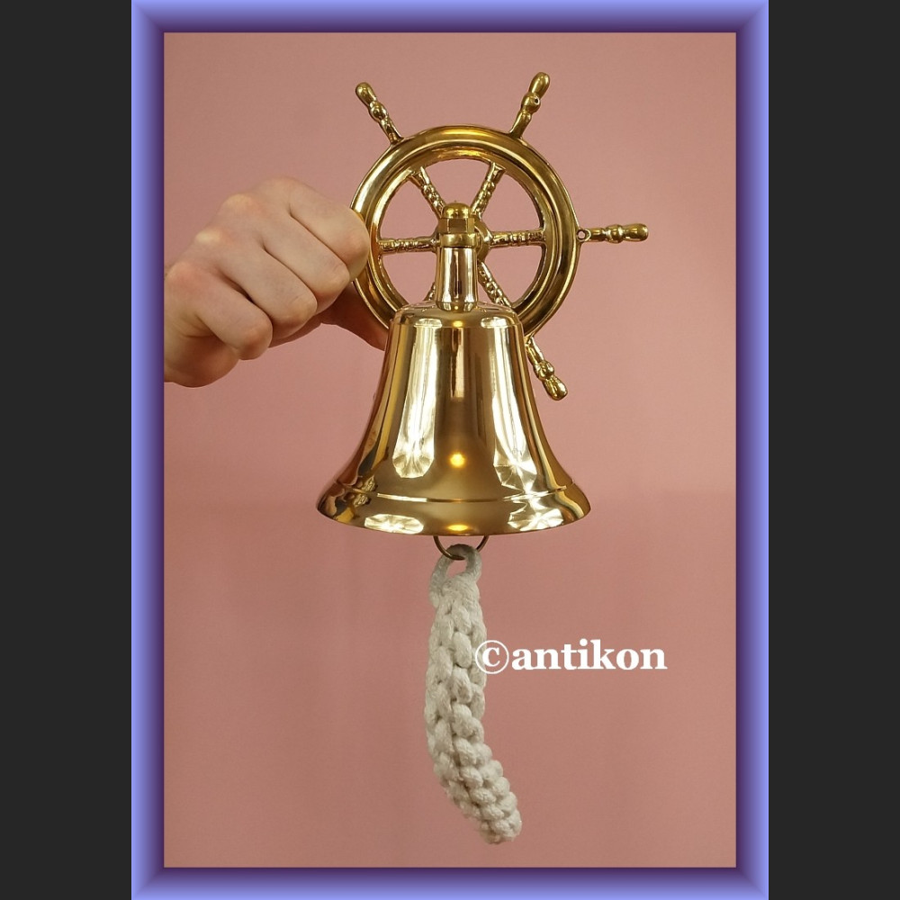 Dzwon jachtowy z kołem sterowym mosiężny