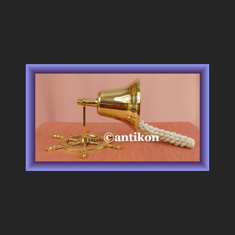 Dzwon jachtowy z kołem sterowym mosiężny