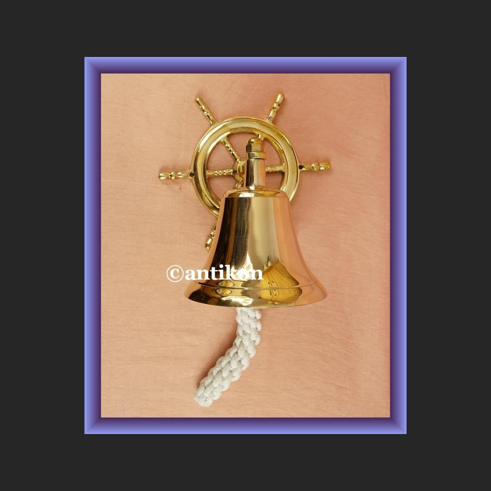 Dzwon jachtowy z kołem sterowym mosiężny