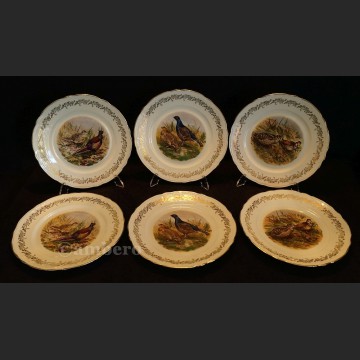 Serwis do dziczyzny Limoges 6 talerzy obiadowych francuska porcelana myślistwo