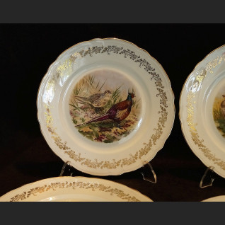 Serwis do dziczyzny Limoges 6 talerzy obiadowych francuska porcelana myślistwo 