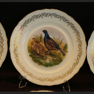 Serwis do dziczyzny Limoges 6 talerzy obiadowych francuska porcelana myślistwo 