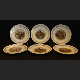 Serwis do dziczyzny Limoges 6 talerzy obiadowych francuska porcelana myślistwo 