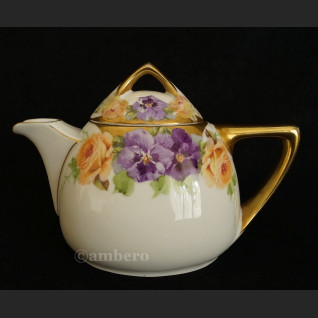 Śliczny garnitur do herbaty Beyer and Bock stara ręcznie malowana porcelana