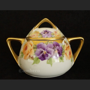 Śliczny garnitur do herbaty Beyer and Bock stara ręcznie malowana porcelana